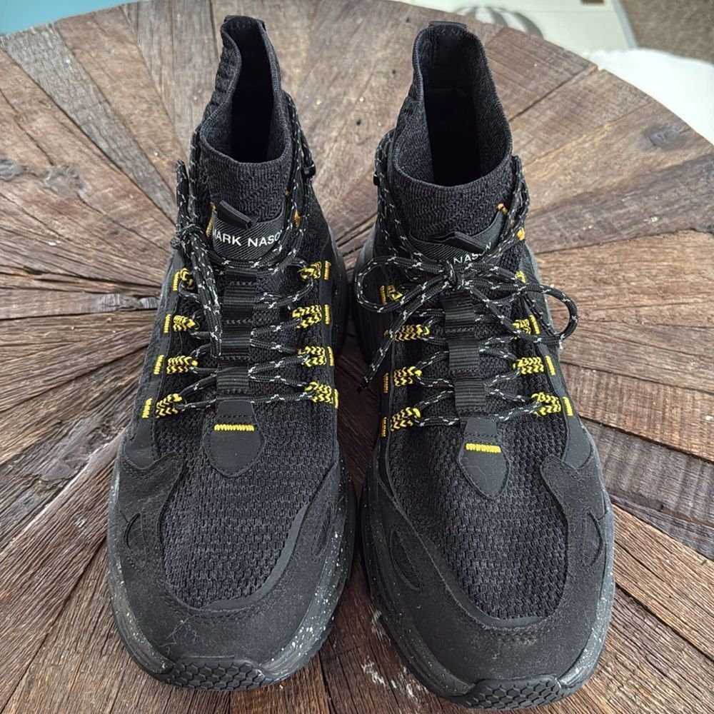 Mark Nason Smart Block Half Dome Sneakers Boots Black Yellow Men’s 12 Knit Suede